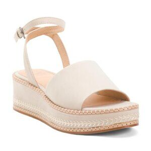 FRYE Nubuck Leather Joy Ankle Strap Wedge Sandals